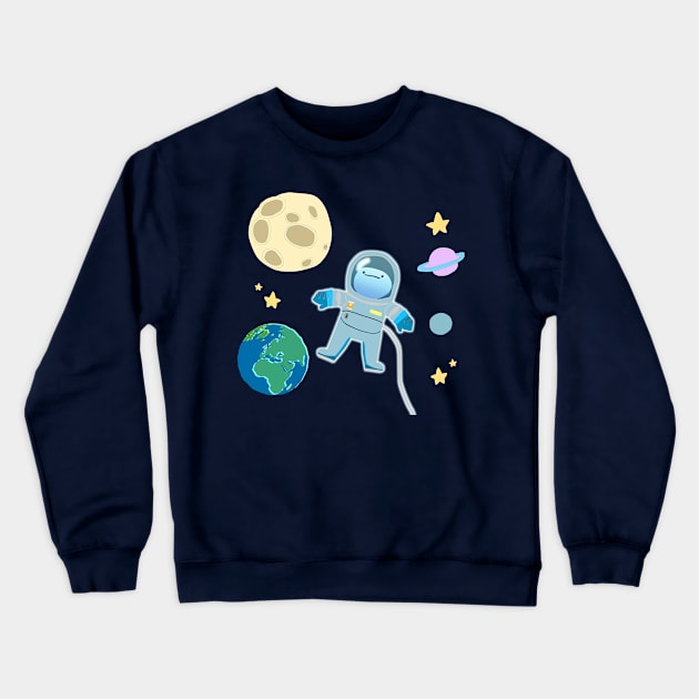 spaceman in space Crewneck Sweatshirt by mareescatharsis